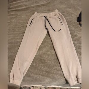 Beige Track Pants with Black Accents